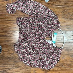 Lush Brie Long Sleeve Open Back Blouse